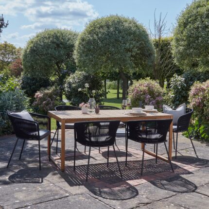 Lennox Table with 6 Black Hali Dining Chairs