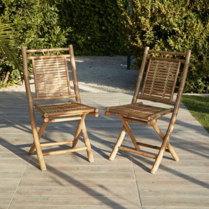 Lila Bamboo Garden Folding Chair - Set of 2