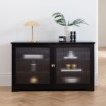 Lua 2 Door Large Sideboard - Noir Black with Fluted Glass