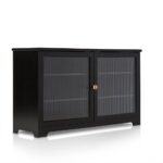 Outlet - Lua 2 Door Large Sideboard - Noir Black with Fluted Glass - Image 10
