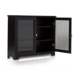 Lua 2 Door Narrow Sideboard - Noir Black with Glass Door - Image 13