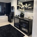 Lua 2 Door Narrow Sideboard - Noir Black with Glass Door - Image 2