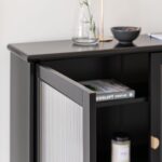 Lua 2 Door Narrow Sideboard - Noir Black with Glass Door - Image 5