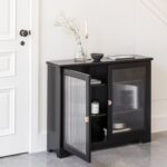 Lua 2 Door Narrow Sideboard - Noir Black with Glass Door - Image 6