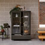 Lua Tall Cabinet in Fir Green with Fluted Glass - Image 2