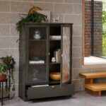 Lua Tall Cabinet in Fir Green with Fluted Glass - Image 4