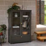 Lua Tall Cabinet in Fir Green with Fluted Glass - Image 6