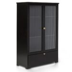 Lua Tall Cabinet in Noir Black with Fluted Glass - Image 8