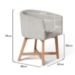 Magnus Dove Grey Dining Chair - Pale Oak Legs - Image 12