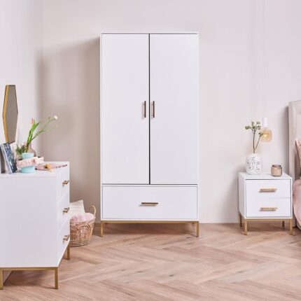 Marie 4 Piece Bedroom Furniture Set - 3 Drawer Chest of Drawers - White