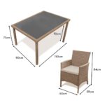 Marston 4 Seater Rattan Garden Dining Set  - Natural Brown - Glass Top - Image 6