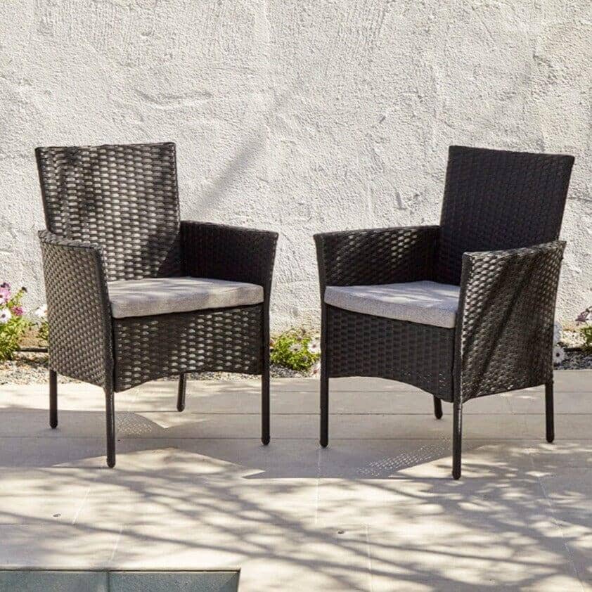 Marston 4 Seater Rattan Garden Dining Set Black Polywood — compact rattan garden dining set UK 2026