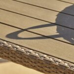 Marston 4 Seater Rattan Garden Dining Set with Grey Parasol - Natural Brown - Polywood Top - Image 5