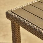 Marston 4 Seater Rattan Garden Dining Set with Grey Parasol - Natural Brown - Polywood Top - Image 6