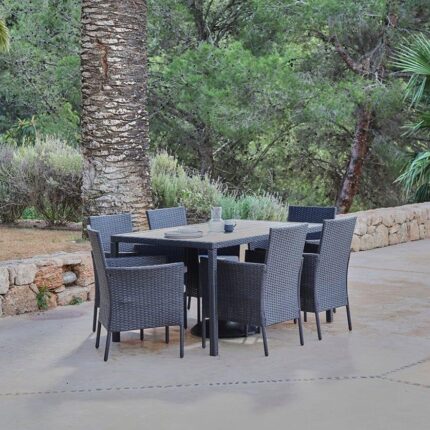 Marston 6 Seater Garden Dining Table - Black - Polywood Top