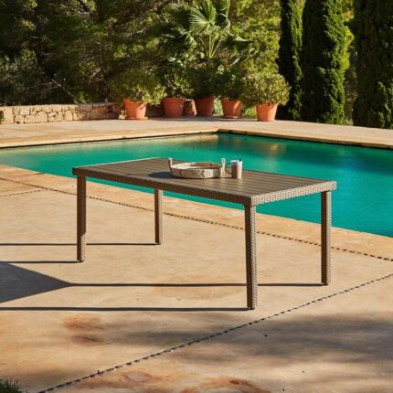 Marston 8 Seater Garden Dining Table - Natural Brown - Polywood Top