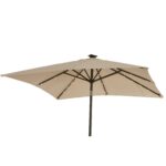 Marston 8 Seater Rattan Garden Dining Set with Cream LED Premium Parasol - Grey - Glass Top - Image 5
