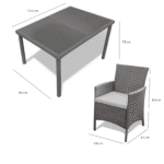 Marston 8 Seater Rattan Garden Dining Set with Cream LED Premium Parasol - Grey - Glass Top - Image 8