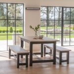 Outlet - Matilda Rectangular Wooden Dining Table - Chalked Mango Wood & Black - Image 3