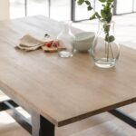 Outlet - Matilda Rectangular Wooden Dining Table - Chalked Mango Wood & Black - Image 5