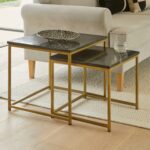 Outlet - Nara Real Marble Nest of Tables with Gold Legs
