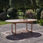Oakley 6 Seater Wooden Oval Extendable Garden Dining Table 150-200cm
