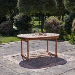 Oakley 6 Seater Wooden Oval Extendable Garden Dining Table 150-200cm - Image 2