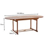 Oakley 6 Seater Wooden Oval Extendable Garden Dining Table 150-200cm - Image 7