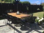 Amelia 8 Seater White Acacia Wood Black Legs Garden Dining Set - Hali Black Chairs - Image 2