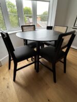 Charlie Black Dining Table Set - Round Drop Leaf - 4 Seater - Charlie Dining Chairs - Image 5