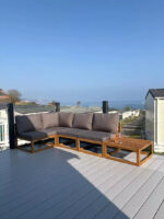Rowan 4 Seater Wooden Garden Corner Sofa with Coffee Table - Grey - Image 3