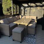 Aston 9 Seater Rattan Corner Sofa Set with Polywood Table Top - Natural Brown - Image 2