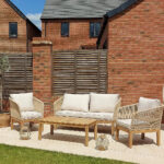 Eaden Rope Garden Conversation Set with Cream LED Premium Cantilever Parasol - Natural - Image 5