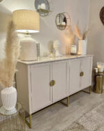 Outlet - Ines 4 Door Large Sideboard - Taupe & Gold - Image 4