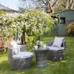Outlet - 2 Seater Rattan Egg Chair Bistro Set - Grey