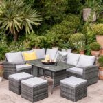 Outlet - Aston Rattan Corner Sofa Set - 9 Seater - Grey