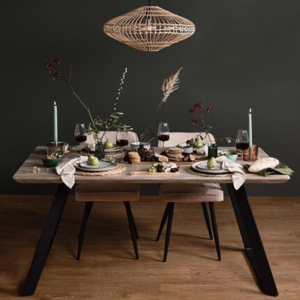 Outlet - Atlas Wood Effect Dining table - with Black Legs