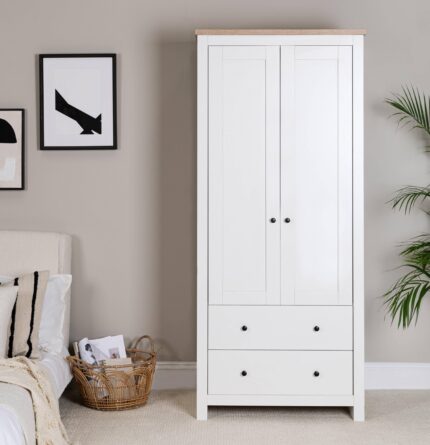 Outlet - Bampton 2 Door Tall Wardrobe - Alabaster White