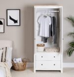 Outlet - Bampton 2 Door Tall Wardrobe - Alabaster White - Image 2