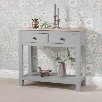 Outlet - Bampton 2 Drawer Console Table - Stone Grey