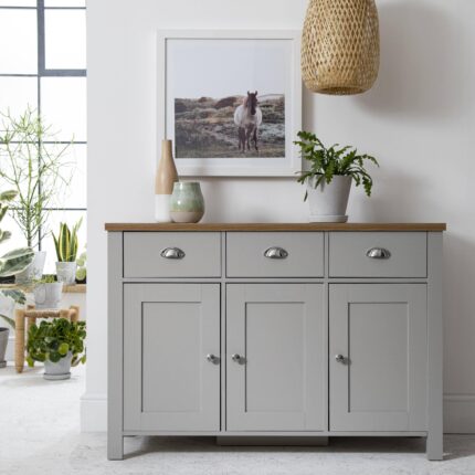 Outlet - Bampton Sideboard With 3 Drawers Grey
