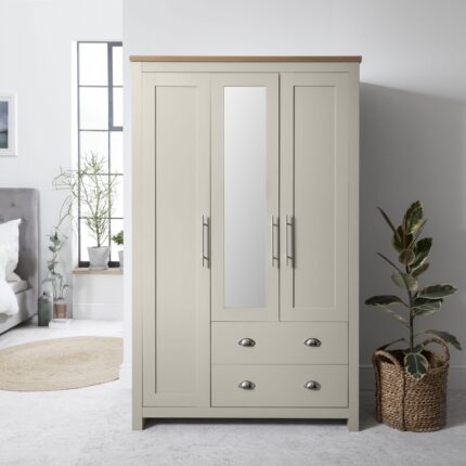 Outlet - Bampton Triple Wardrobe - 3 Doors - 2 Drawers in Grey