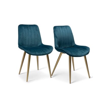 Outlet - Bella Dining Chairs - Set of 2 - Teal & Gold