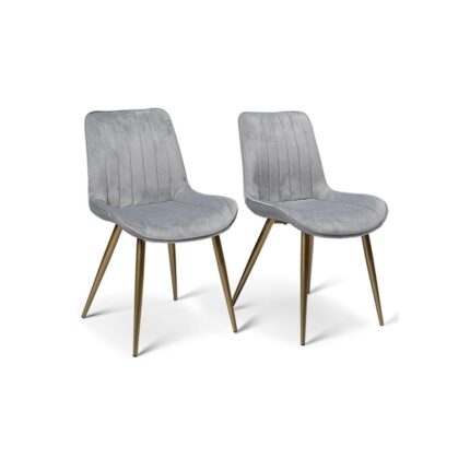 Outlet - Bella grey velvet dining chairs with gold legs - set of 2
