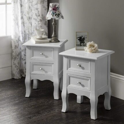Outlet - Bette Classic Bedside Table Pair White