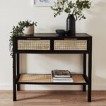Outlet - Charlie Console Table Cane Drawers - Black