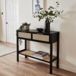 Outlet - Charlie Console Table Cane Drawers - Black - Image 2