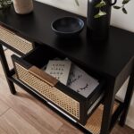 Outlet - Charlie Console Table Cane Drawers - Black - Image 5