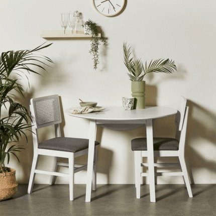 Outlet - Charlie White Round dining table - with drop leaf
