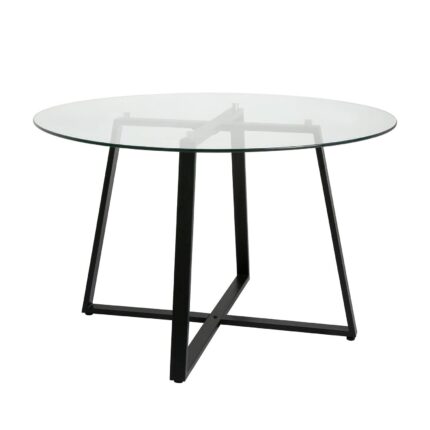 Outlet - Clara Glass Round Dining Table - Black Frame